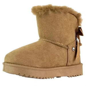 Forever Link Girls Faux Suede Soft Winter Warm Ankle Boots with Fur Lining